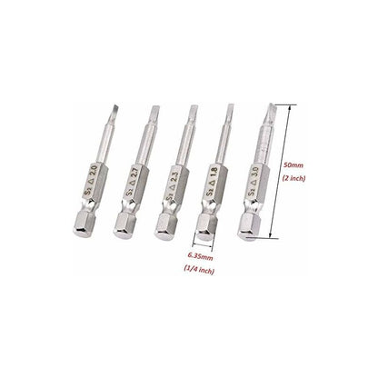 5 pcs Magnetic Triangle Head Screwdriver Bits Set S2 Steel 1.8Mm, 2Mm, 2.3Mm, 2.7Mm, 3Mm, 6.35Mm Hex Shank, V1188-MS-227-0413