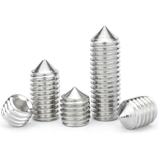 M6 Conical Grub Screws Stainless Steel Hexagon Grub Screws Allen Fasteners Point Screws M6x20Mm,20 pcs V1188-MS-227-0418