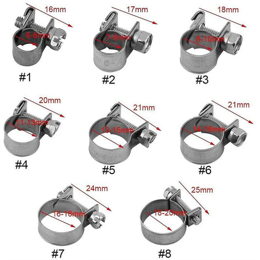 10 pcs Heavy Duty Stainless Steel Fuel Hose Clamps 6Mm-20Mm Optional Size For Plumbing (13-15Mm) V1188-MS-227-0423