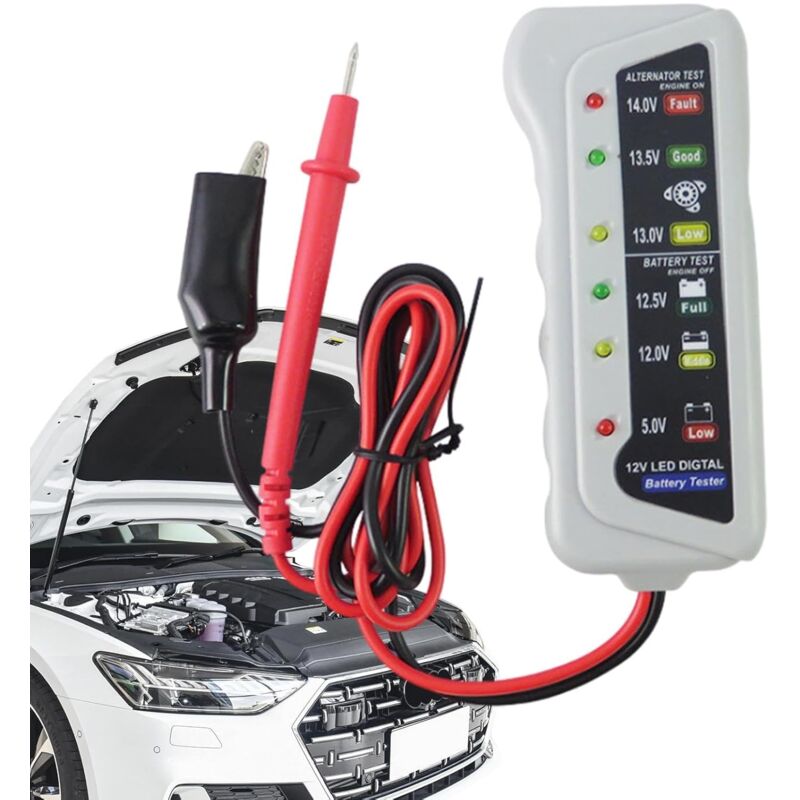 Car Battery Tester,High Accuracy LED Light 6V 12V Auto Battery Analyzer - Voltage Testers With Ergonomic V1188-MS-227-0425