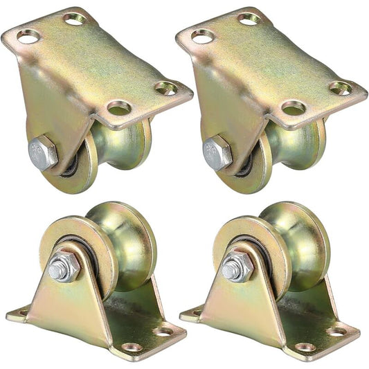 4 pcs Lifting Pulley, U-Groove Caster, Lifting Caster, Groove Wheel Cable Pulleys For ROpes Rail Gate Sliding V1188-MS-227-0428