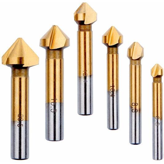 Countersink Metal Wood, Titanium Drill Bit Metal Chamfer Hss 90 Degree 6.3Mm, 8.3Mm, 10.4Mm, 12.4Mm, 16.5Mm, V1188-MS-227-0431