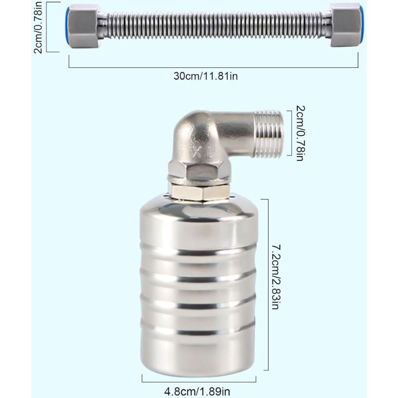 304 Stainless Steel Fully Automatic Float Valve, Automatic Water Level Controller For Water Tank, Mini V1188-MS-227-0437