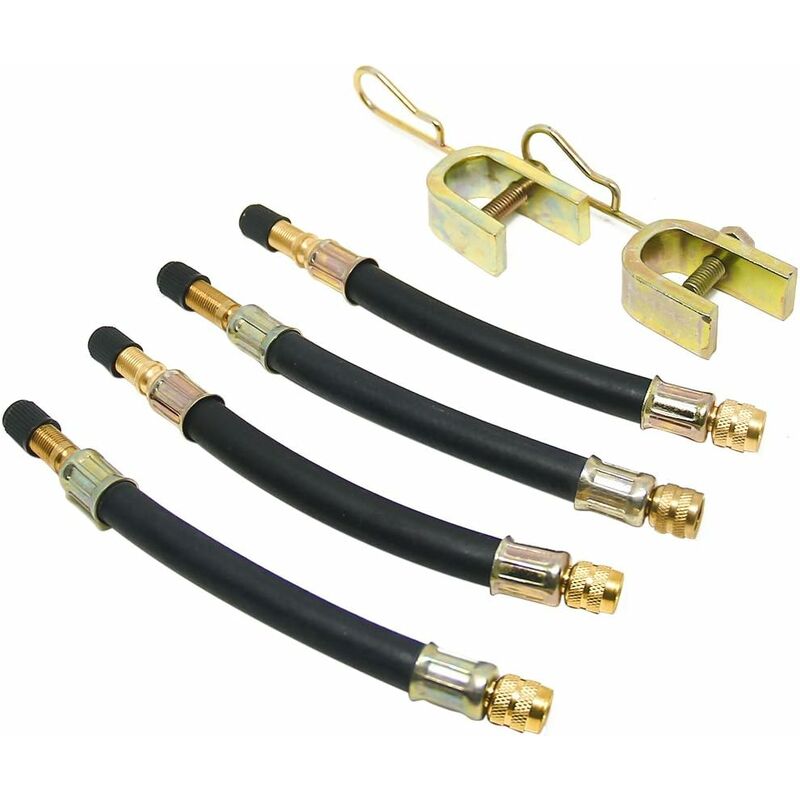 4 pcs Set Tire Valve Extension Flexible Tire Hose Valve 150Mm With 2 Brackets V1188-MS-227-0438
