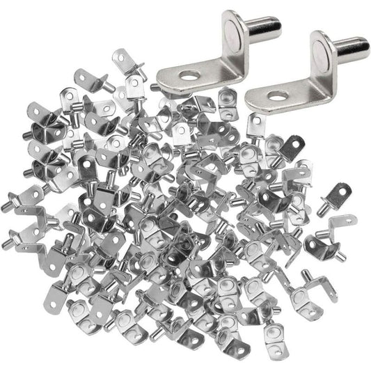 50 pcs 6Mm Nickel Plated Metal Shelf Support Pegs L Shape Corner Brace Bracket For Wood Or Glass Shelf For V1188-MS-227-0445