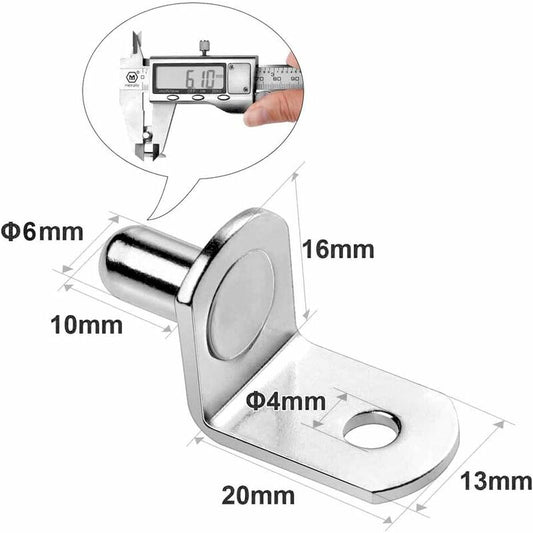 50 pcs 6Mm Nickel Plated Metal Shelf Support Pegs L Shape Corner Brace Bracket For Wood Or Glass Shelf For V1188-MS-227-0445