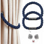 Magnetic Curtain Tiebacks, 2 Pack Modern Simplicity Curtain ROpe Tiebacks With Strong Magnet, Braided ROpe V1188-MS-227-0447
