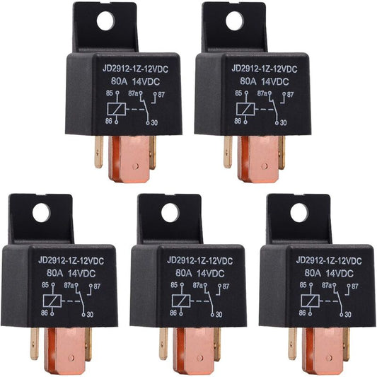 5 pcs 5 Pin Relay 12V 80A, Automotive Relay Jd2912-1Z-12Vdc 80A 14Vdc Spdt Truck Boat Van Vehicles Switch V1188-MS-227-0462