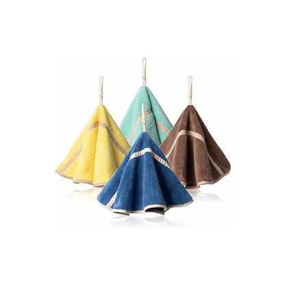 4 Pack Hanging Hand Towels With Hanging Loop Absorbent Coral Fleece Bathroom Towels Soft Thick ROund Hand V1188-MS-227-0470