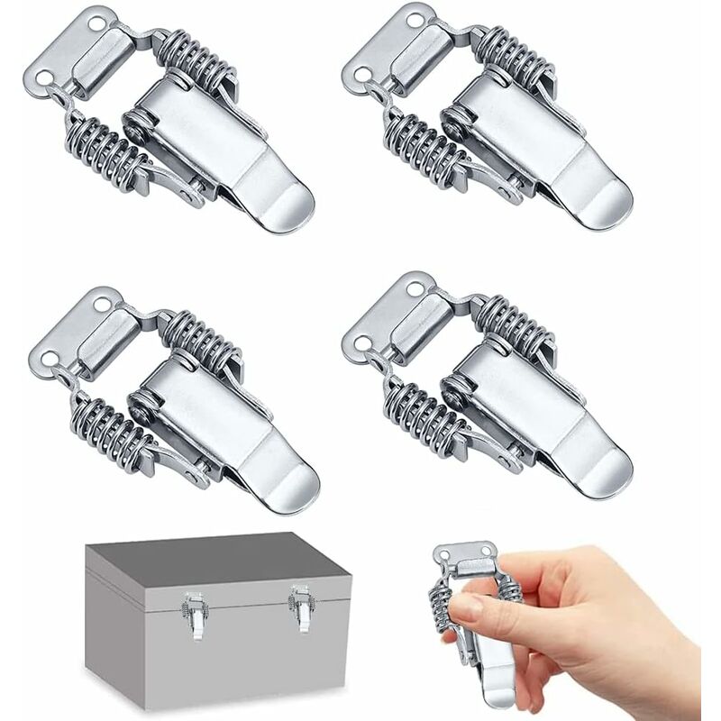 4 pcs Stainless Steel Spring Loaded Lever Latch Tension Lock Toggle Latch Tension Lock Box Lock For Suitcase V1188-MS-227-0471