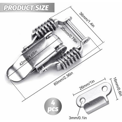 4 pcs Stainless Steel Spring Loaded Lever Latch Tension Lock Toggle Latch Tension Lock Box Lock For Suitcase V1188-MS-227-0471