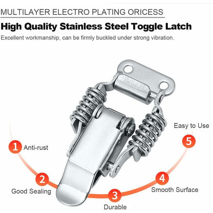 4 pcs Stainless Steel Spring Loaded Lever Latch Tension Lock Toggle Latch Tension Lock Box Lock For Suitcase V1188-MS-227-0471