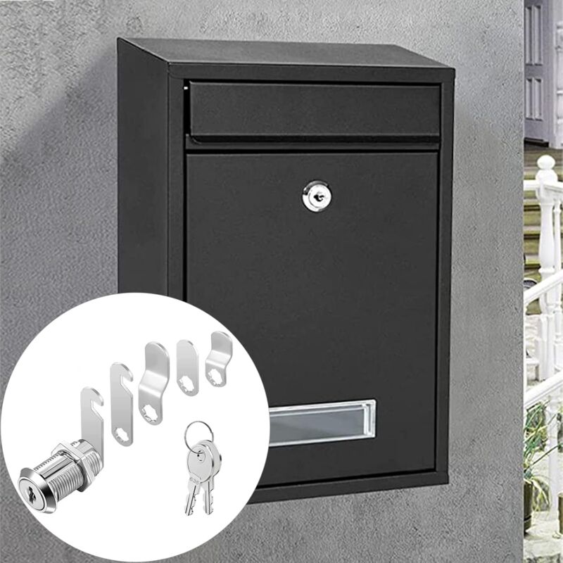 16Mm Cylinder Security Mailbox Lock With 5 Different Lock Plates And 2 Keys, Cabinet Cam Lock, Locker, V1188-MS-227-0474