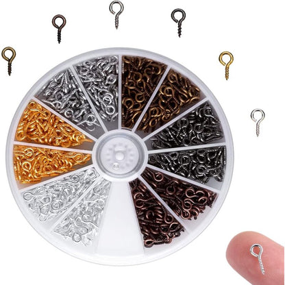 600 Pieces Mini Eye Screw Eyelets Screw Hooks For Jewelry Making Diy Crafts Beads, 6 Colors, 8Mm4Mm V1188-MS-227-0476