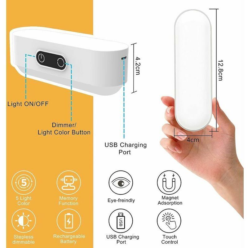 LED Closet Light Dimmable Rechargeable 2000Mah Wireless, LED Strip Light With 5 Lighting Colors For Wardrobe V1188-MS-227-0489