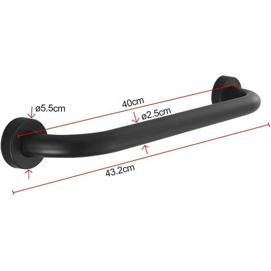 Toilet Grab Bar Stainless Steel Bathtub Handle Wall Mounted Towel Rack Bathroom Bathtub Handle, Black (40Cm) V1188-MS-227-0493