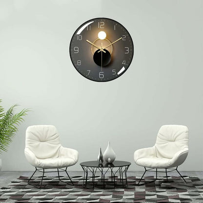 Modern Silent Wall Clock, 30Cm Diameter Wall Clock, ROund Digital Quartz Wall Clock, Suitable For Living V1188-MS-227-0499