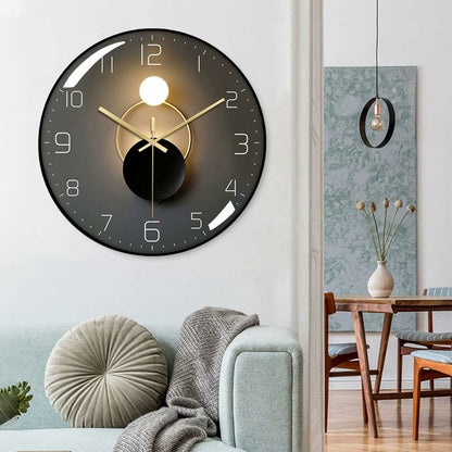 Modern Silent Wall Clock, 30Cm Diameter Wall Clock, ROund Digital Quartz Wall Clock, Suitable For Living V1188-MS-227-0499