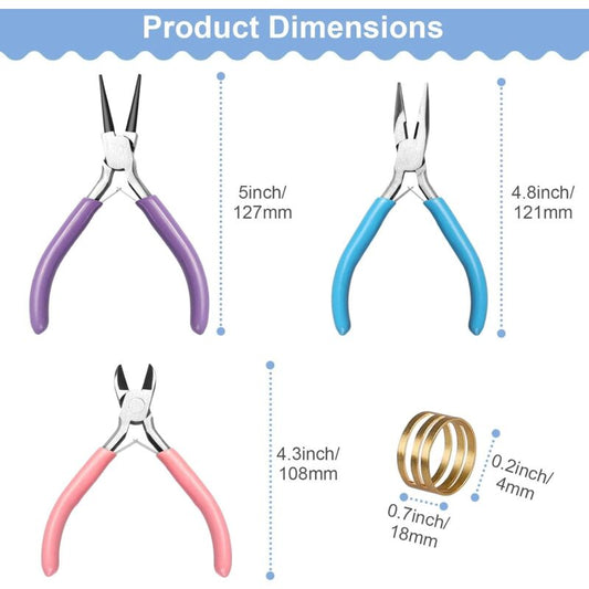 Jewelry Pliers - 3 Pliers, Jewelry Making Tools With Jump Ring Opener - For Jewelry Cutting V1188-MS-227-0504
