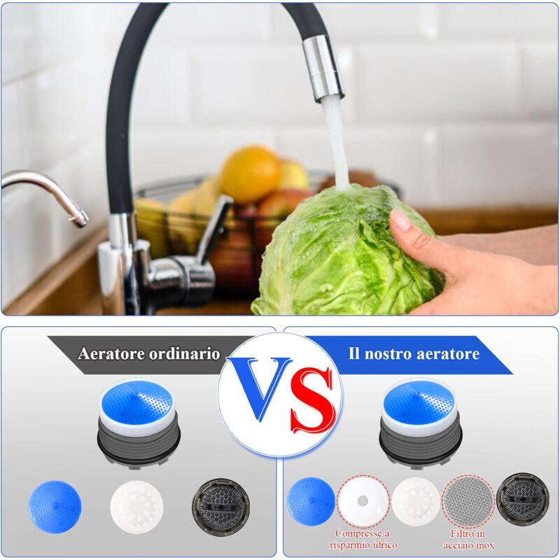6 pcs, M18.5 Aerator, Kitchen Bathroom Nozzle, Plastic Sink Faucet Aerator For Water Saving With 2 Wrench, V1188-MS-227-0510