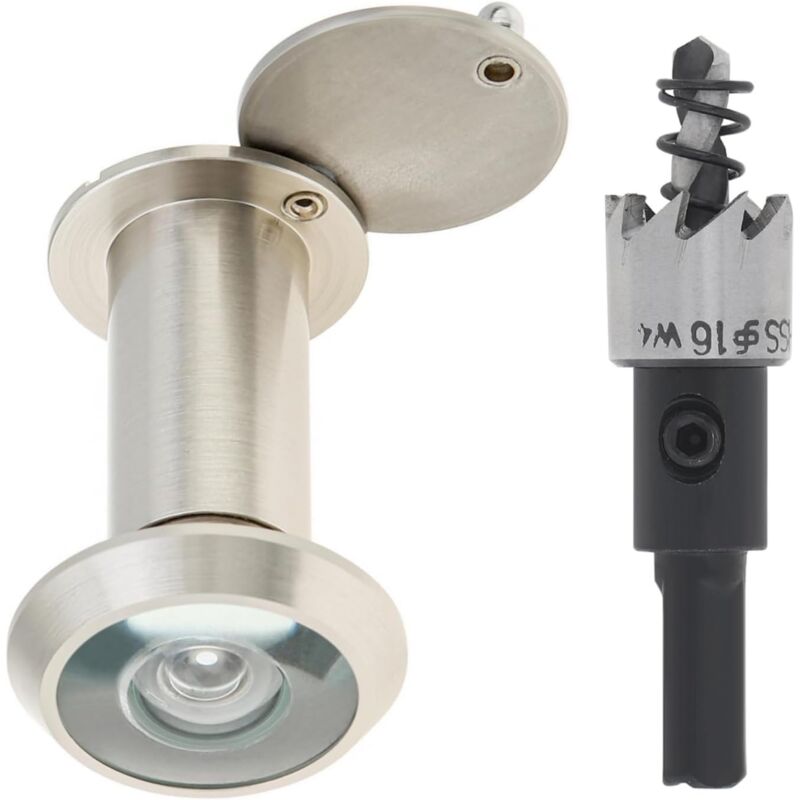 Door Viewer, Brass 200 Degree Peephole With 16Mm Drill Bit, 16Mm Pipe Diameter For 35-55Mm Doors (Stained V1188-MS-227-0511