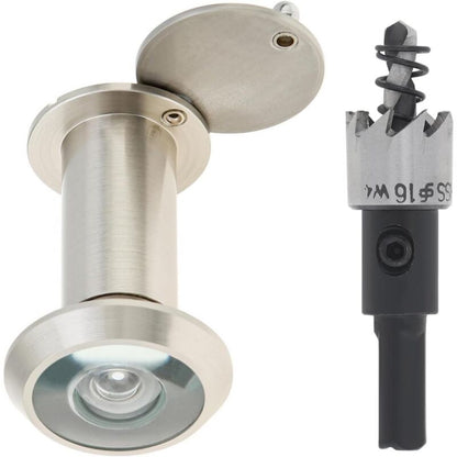 Door Viewer, Brass 200 Degree Peephole With 16Mm Drill Bit, 16Mm Pipe Diameter For 35-55Mm Doors (Stained V1188-MS-227-0511