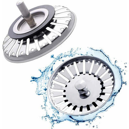 2 Pack Sink Strainer Plug, 84Mm Sink Drain Plug Replacement, Stainless Steel Sink Filter Stopper For Kitchen V1188-MS-227-0515