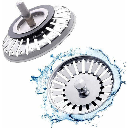 2 Pack Sink Strainer Plug, 84Mm Sink Drain Plug Replacement, Stainless Steel Sink Filter Stopper For Kitchen V1188-MS-227-0515