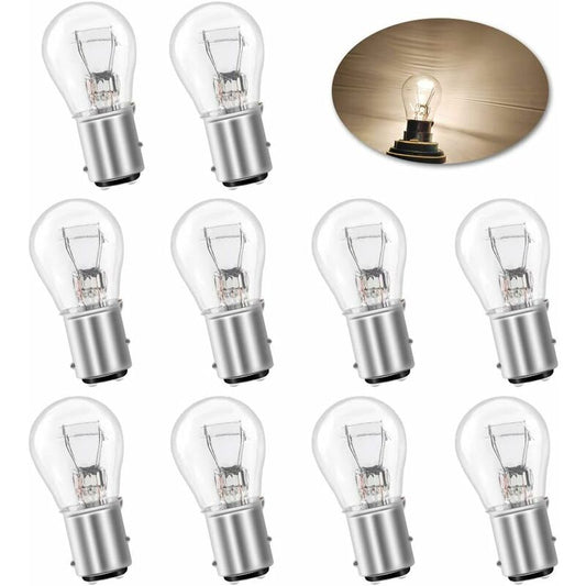 10 pcs S25 P21/5W Bay15D 1157 Bulb 12V 21W Original Tail Brake Light Bulb - Warm White V1188-MS-227-0517