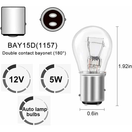 10 pcs S25 P21/5W Bay15D 1157 Bulb 12V 21W Original Tail Brake Light Bulb - Warm White V1188-MS-227-0517