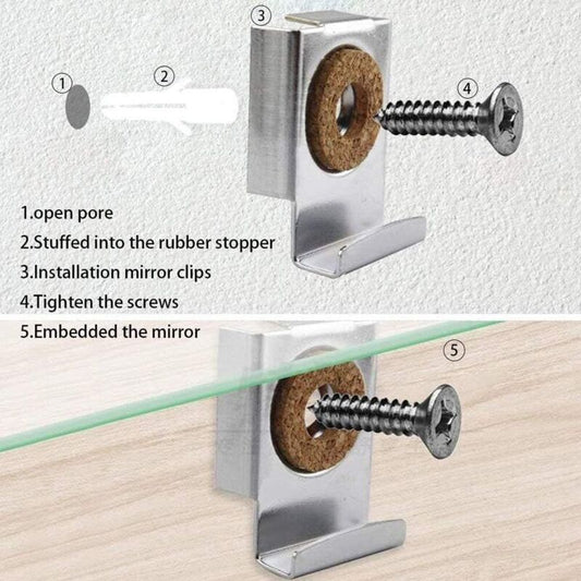 Wall Mount Mirror Bracket, Mirror Holders, Adjustable Wall Mount Mirror Clip Mirror Clamp, For Wall Mirror For V1188-MS-227-0527