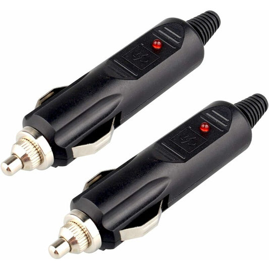 2 Pack Dc 12V Male Cigarette Lighter Socket Power Plug With 10A Red Fuse And LED Power Indicator V1188-MS-227-0529