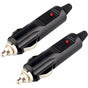 2 Pack Dc 12V Male Cigarette Lighter Socket Power Plug With 10A Red Fuse And LED Power Indicator V1188-MS-227-0529