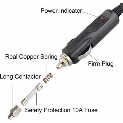 2 Pack Dc 12V Male Cigarette Lighter Socket Power Plug With 10A Red Fuse And LED Power Indicator V1188-MS-227-0529