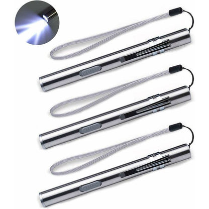 3 Pack Nurse Pen Light Medical Pen Light Usb Rechargeable LED Flashlight Stainless Steel Torch For Doctors V1188-MS-227-0532