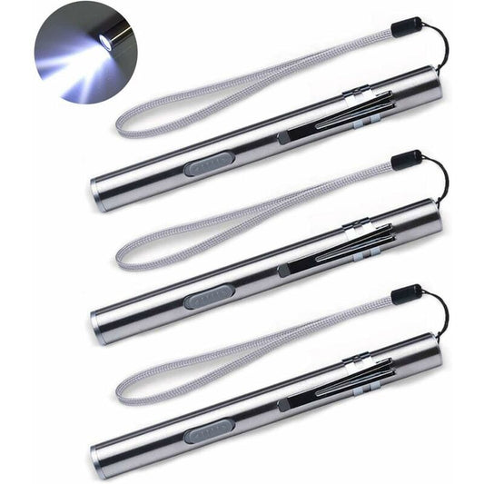 3 Pack Nurse Pen Light Medical Pen Light Usb Rechargeable LED Flashlight Stainless Steel Torch For Doctors V1188-MS-227-0532