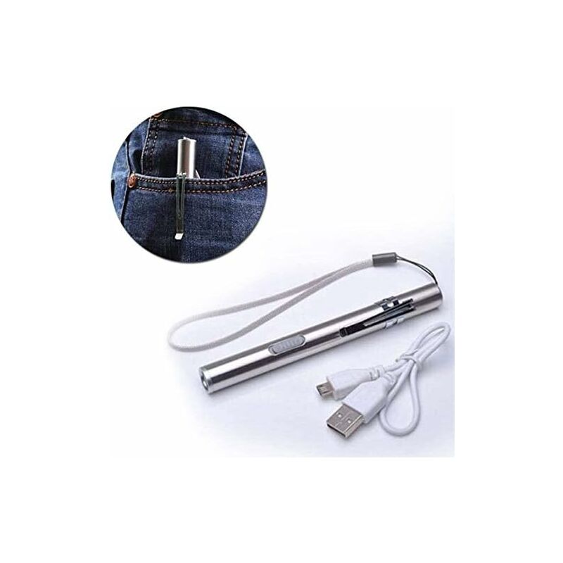 3 Pack Nurse Pen Light Medical Pen Light Usb Rechargeable LED Flashlight Stainless Steel Torch For Doctors V1188-MS-227-0532
