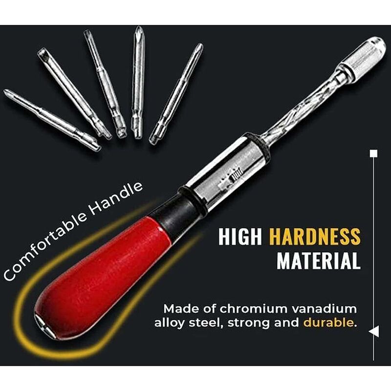 Spiral Screwdriver, Push Pull Ratchet Screwdriver, 6 In 1 Push Pull Ratchet Screwdriver Set Semi-Automatic V1188-MS-227-0534