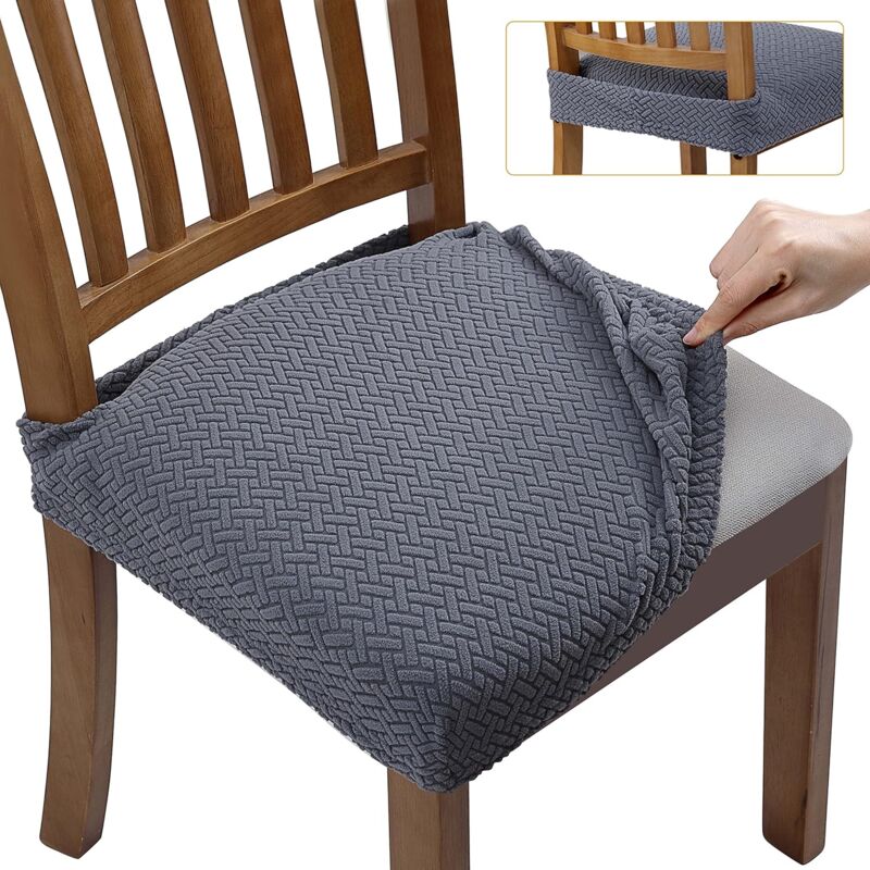 4 pcs Stretch Chair Covers Jacquard Embossed Removable Washable For Dining ROom Kitchen Office Hotel (With V1188-MS-227-0535