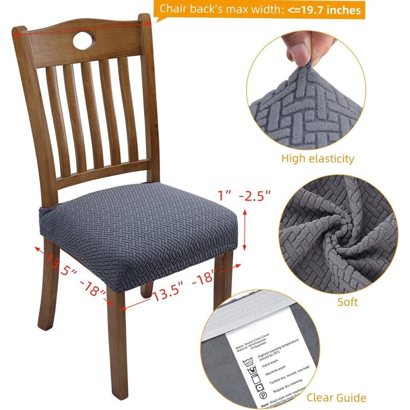 4 pcs Stretch Chair Covers Jacquard Embossed Removable Washable For Dining ROom Kitchen Office Hotel (With V1188-MS-227-0535