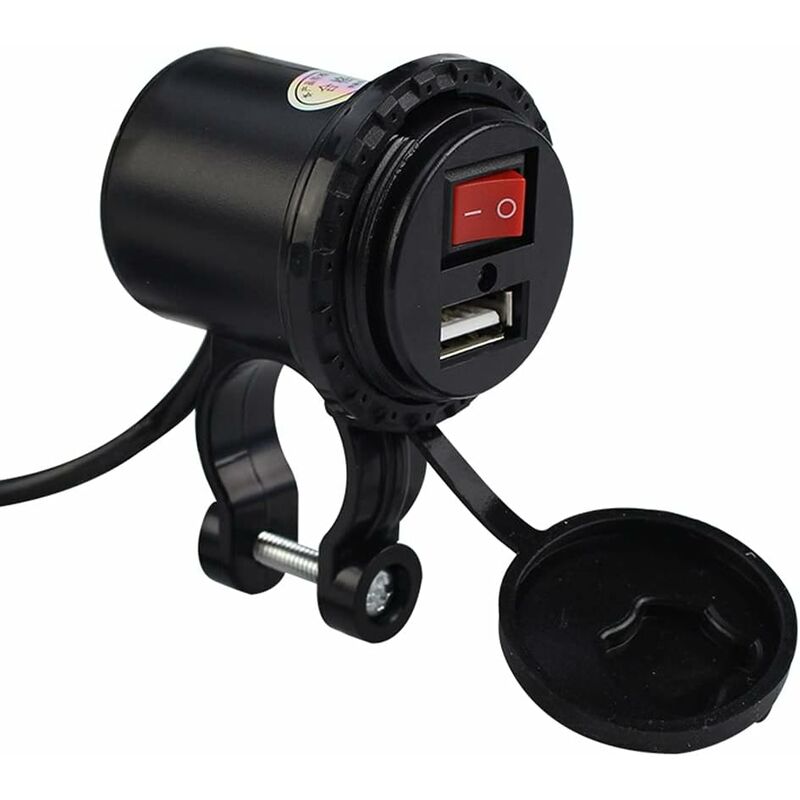 Motorcycle Usb Car Charger, 5V/2.1A Waterproof Motorcycle Usb Charger Socket With On/Off Switch Handlebar V1188-MS-227-0540