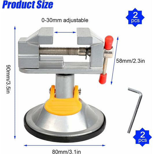 2 pcs Bench Vise Small Swivel Vise, Mini 360 degrees ROtation Vise With Suction Cup, 30Mm, Table Vise Clamp V1188-MS-227-0545