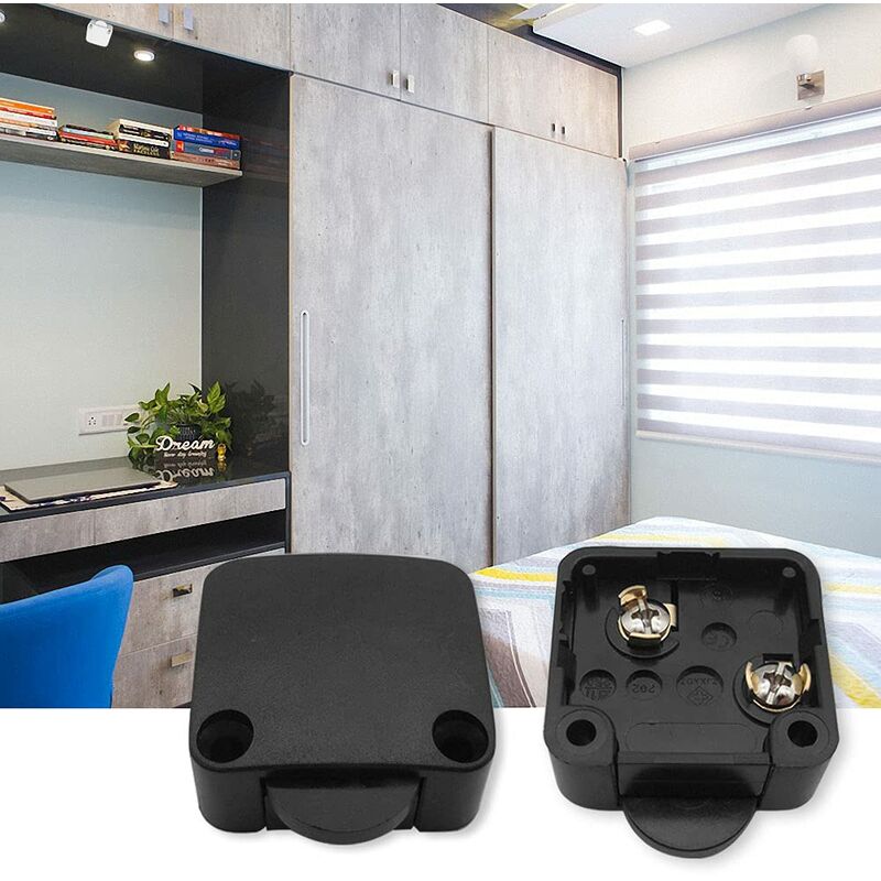 2 pcs Cabinet Door Switches Automatic Switch 1A 250V Closet Lamp Switches (Black) V1188-MS-227-0552