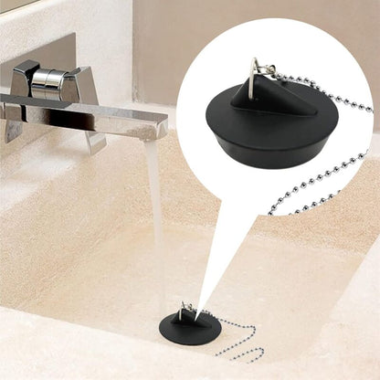 2 Pieces Rubber Sink Plug With Ball Chain Stopper, Universal Stainless Steel Sink Plug With Hook For Kitchen V1188-MS-227-0553