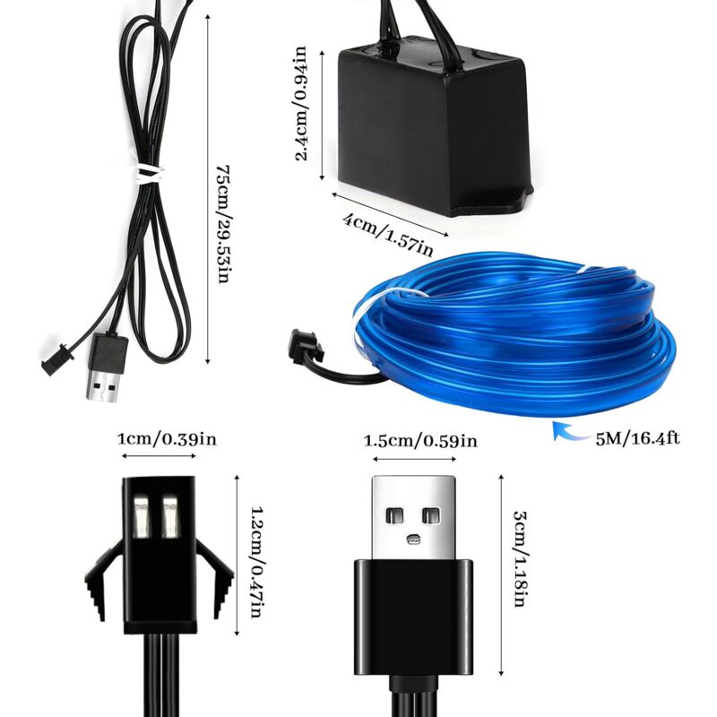 5M Car Interior Lighting,LED Car Interior,5V El Wire LED Light Strip For Car Interior,LED Car Interior Light V1188-MS-227-0555