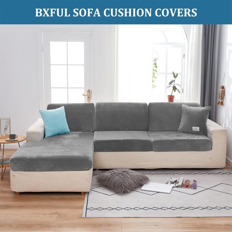 Sofa Seat Cushion Covers, Stretch Velvet Sofa Cushion Covers, Replacement Sofa Cushion Covers For Single V1188-MS-227-0556