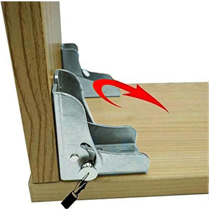 Self-Locking Folding Leg Bracket, Folding Worktop, Folding Kitchen Table (2 Silver) V1188-MS-227-0557