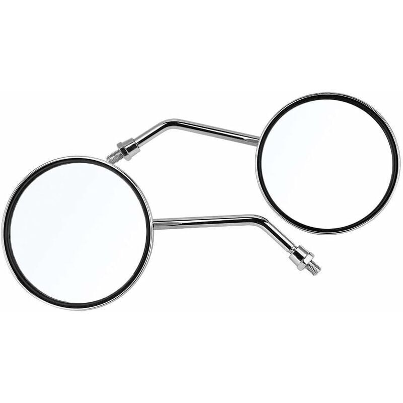 Rearview Mirror - 1 Pair 10Mm ROund Chrome Silver Motorcycle Rearview Mirrors. Left And Right Side Mirror. V1188-MS-227-0563