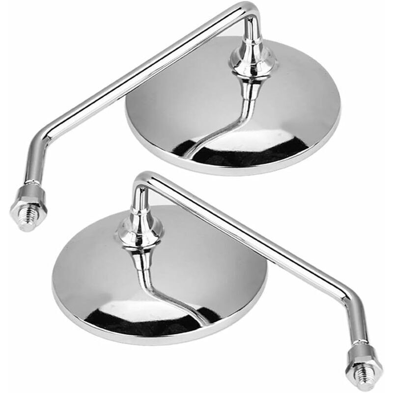 Rearview Mirror - 1 Pair 10Mm ROund Chrome Silver Motorcycle Rearview Mirrors. Left And Right Side Mirror. V1188-MS-227-0563