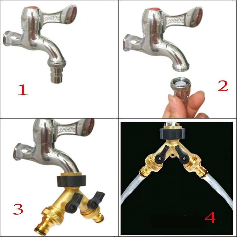 2 Way Y-Shaped Diverter For 3/4" Supply Hose With Separate On/Off Valve For Home Kitchen Garden Outdoor V1188-MS-227-0564